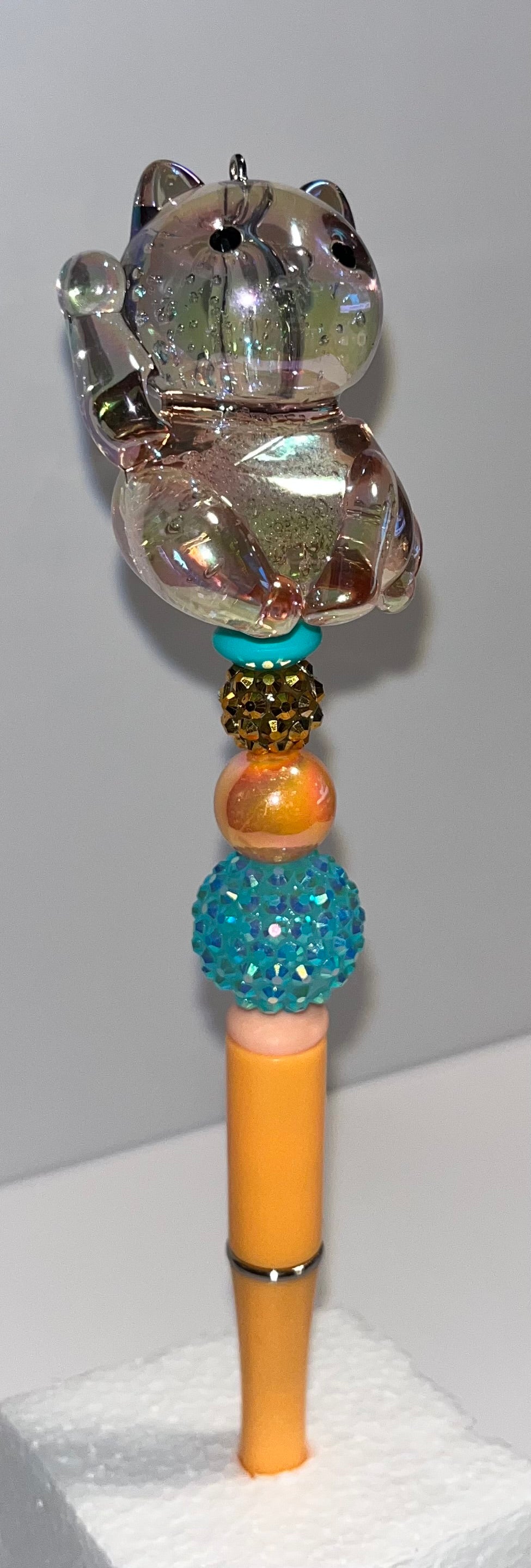 Hand Beaded Neko Cat Pen!