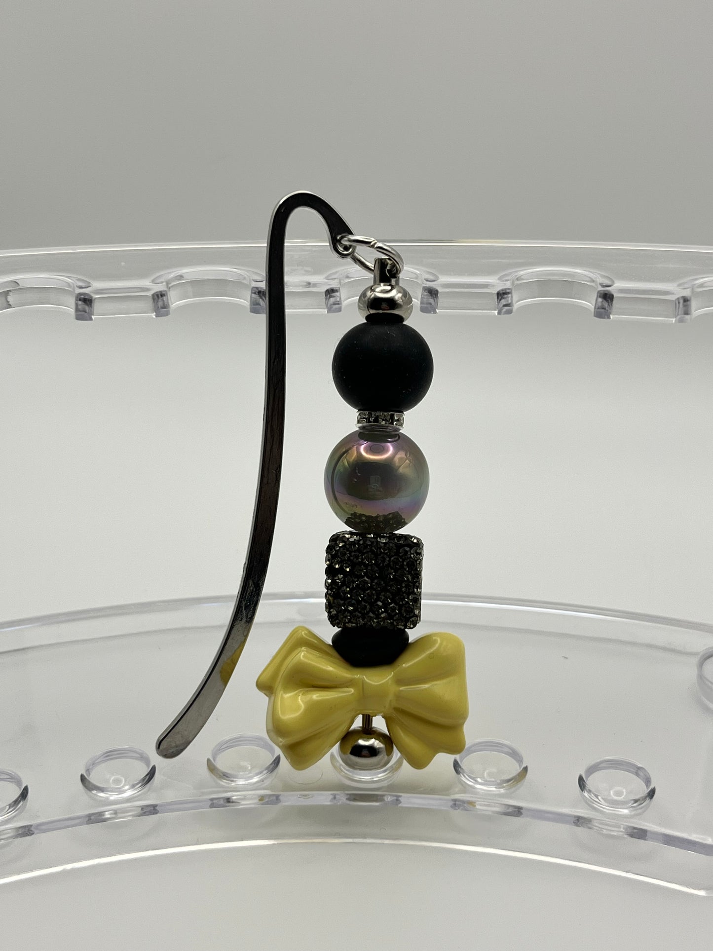 Beaded Bookmark Yellow Bow Tuxedo