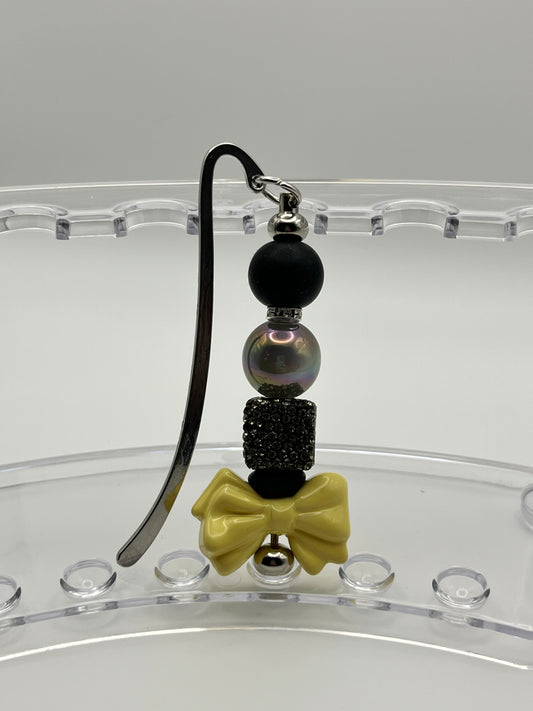 Beaded Bookmark Yellow Bow Tuxedo