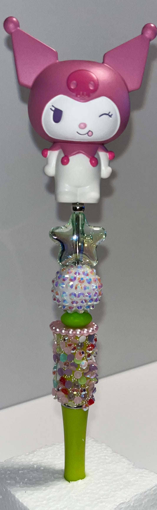 Hand Beaded Pink confetti Kuro pen!