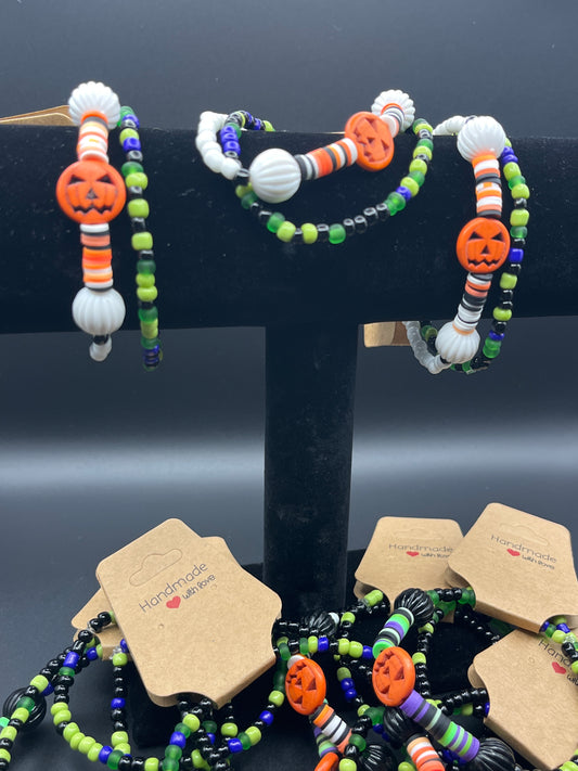 Hand Beaded Halloween Bracelet Set