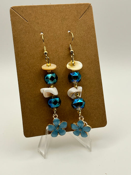 Blue Flowers, Crystals, With Shell Disks and Fragments