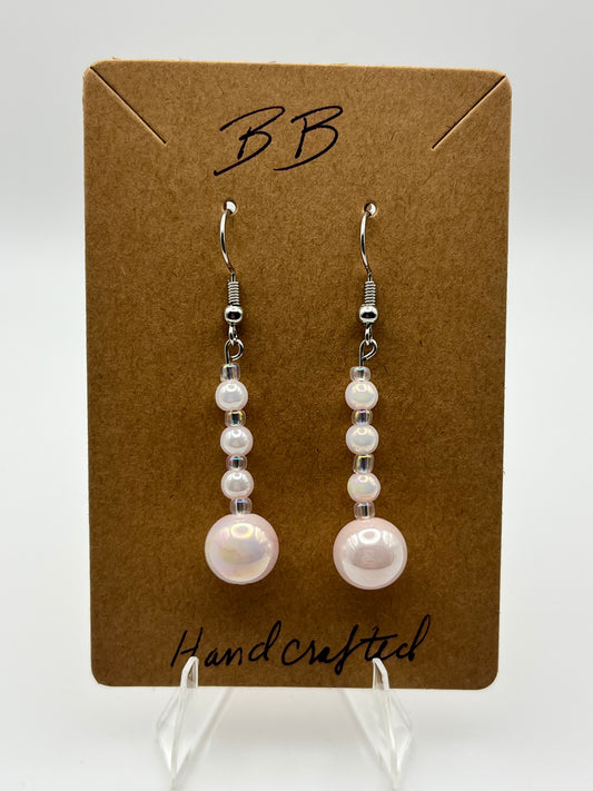 Beaded Earrings Baby Pink Marble