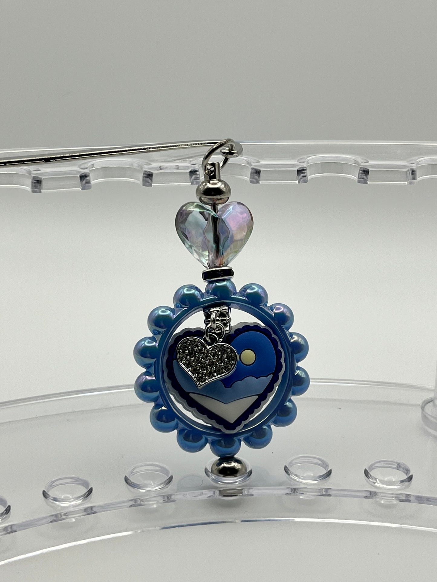 Beaded Bookmark Blue Desert Moon Heart