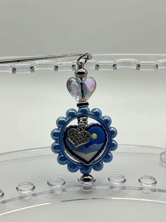Beaded Bookmark Blue Desert Moon Heart