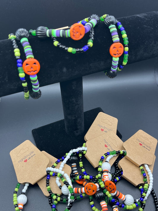 Hand Beaded Halloween Bracelet Set