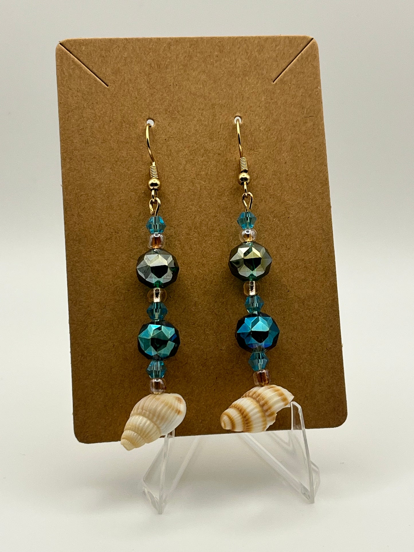 Seashells with Emerald Green & Blue Crystal