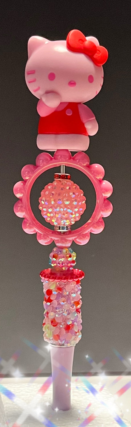 Hand Beaded HK Confetti Beaded Pen w/focal spinner bead!