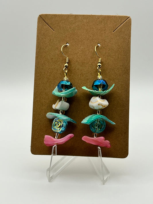 Seashell Fragments Multi Colored with Crystal and glass