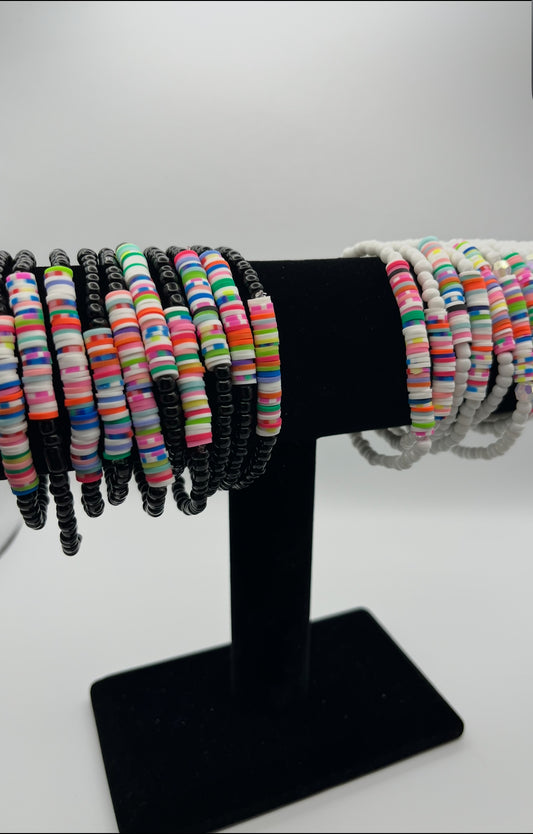 Beaded Heishi inspired bracelets-White