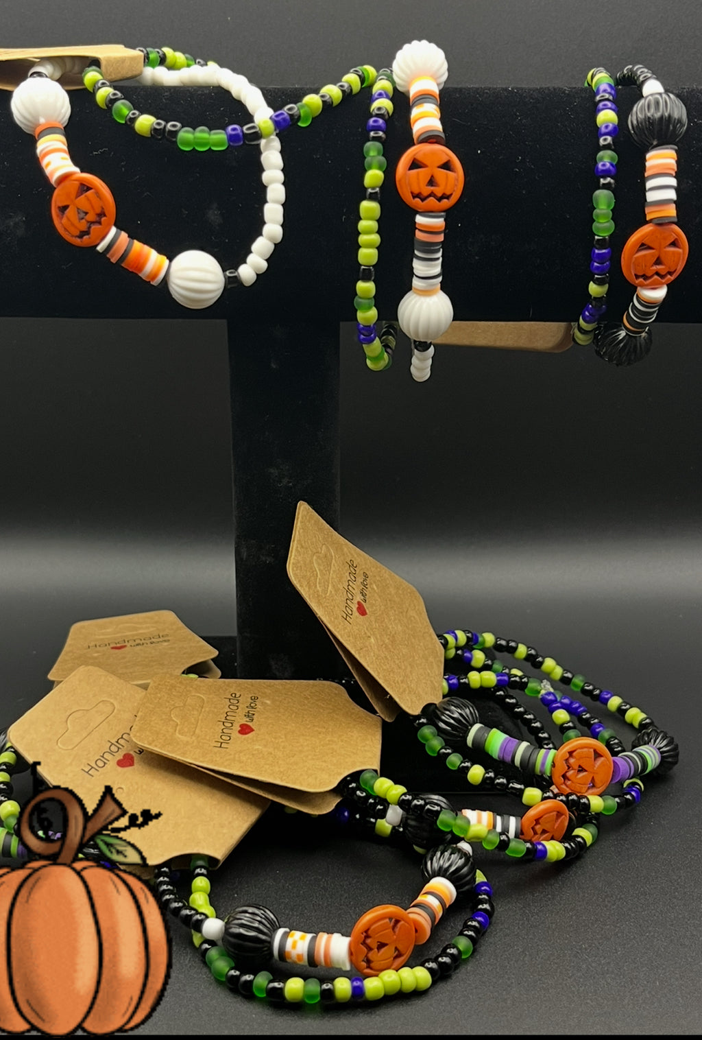 Hand Beaded Halloween Bracelet Set