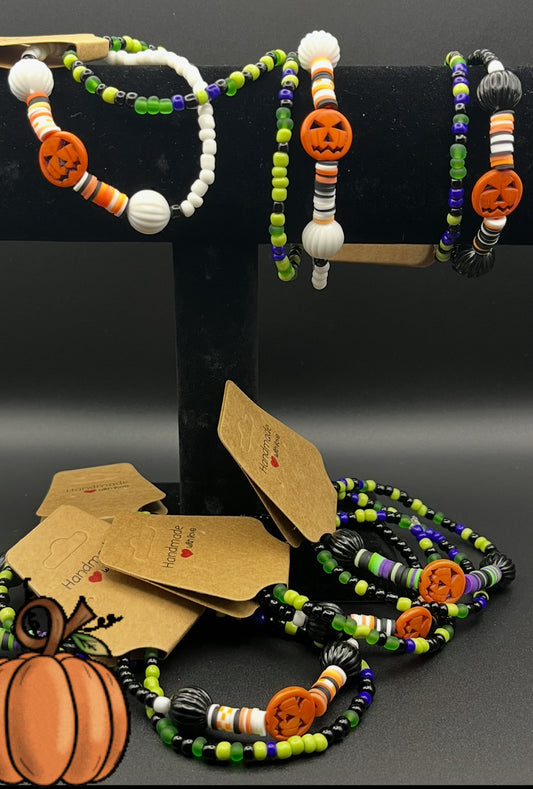 Hand Beaded Halloween Bracelet Set