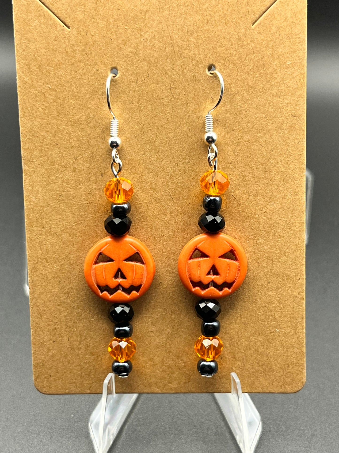 Hand Beaded Pumpkin Earrings