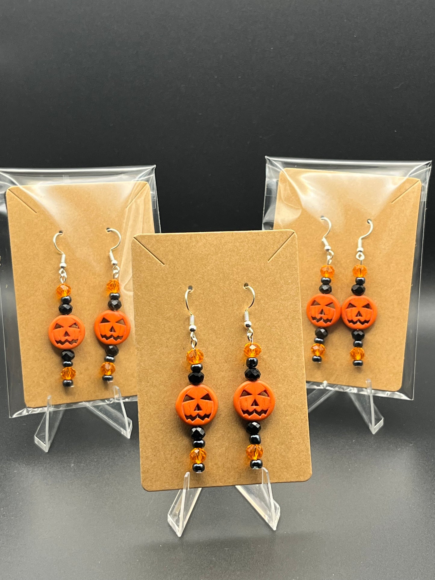 Hand Beaded Pumpkin Earrings