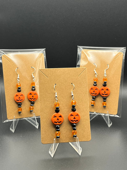 Hand Beaded Pumpkin Earrings